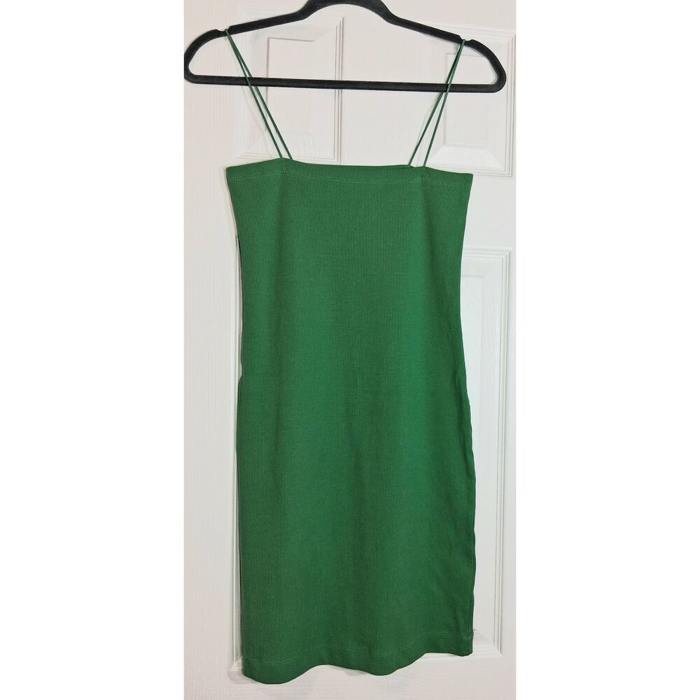 Zara womens large tube dress kelly green romantic stretch fitted mini bodycon